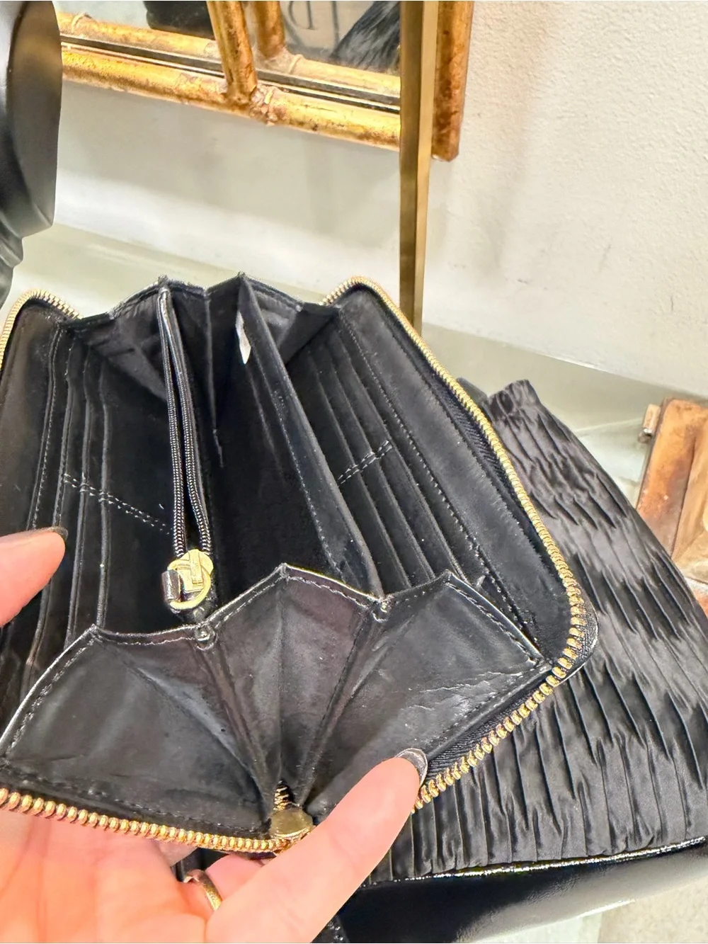 Coach EUC Black Pleated Tote and Wallet Set